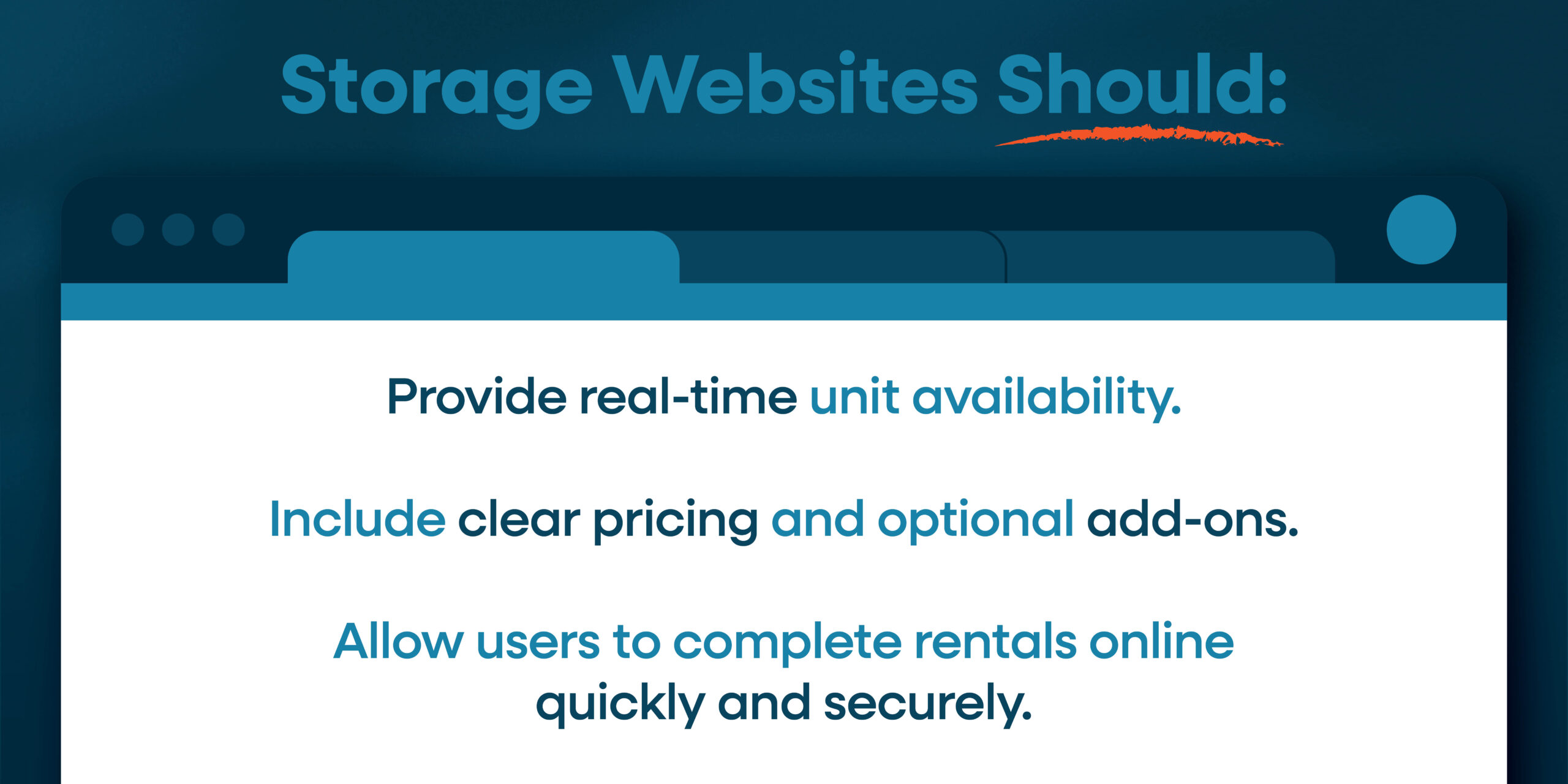 List of what storage websites should do.